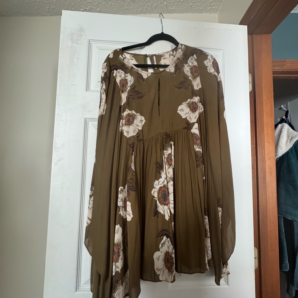 Free People Olive Floral Midi Dress